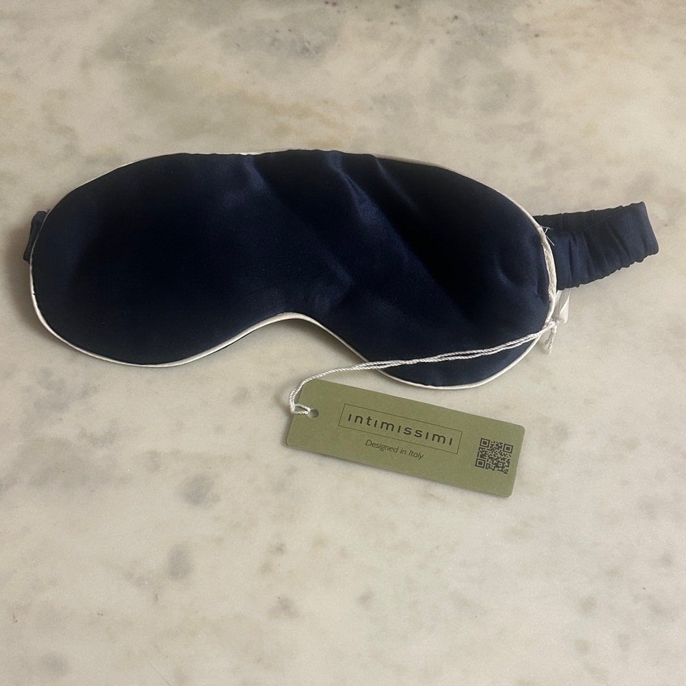 intimissimi Navy Satin Eye Mask with White Trim